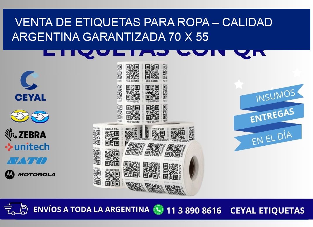 VENTA DE ETIQUETAS PARA ROPA – CALIDAD ARGENTINA GARANTIZADA 70 x 55