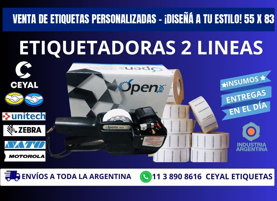 VENTA DE ETIQUETAS PERSONALIZADAS – ¡DISEÑÁ A TU ESTILO! 55 x 83