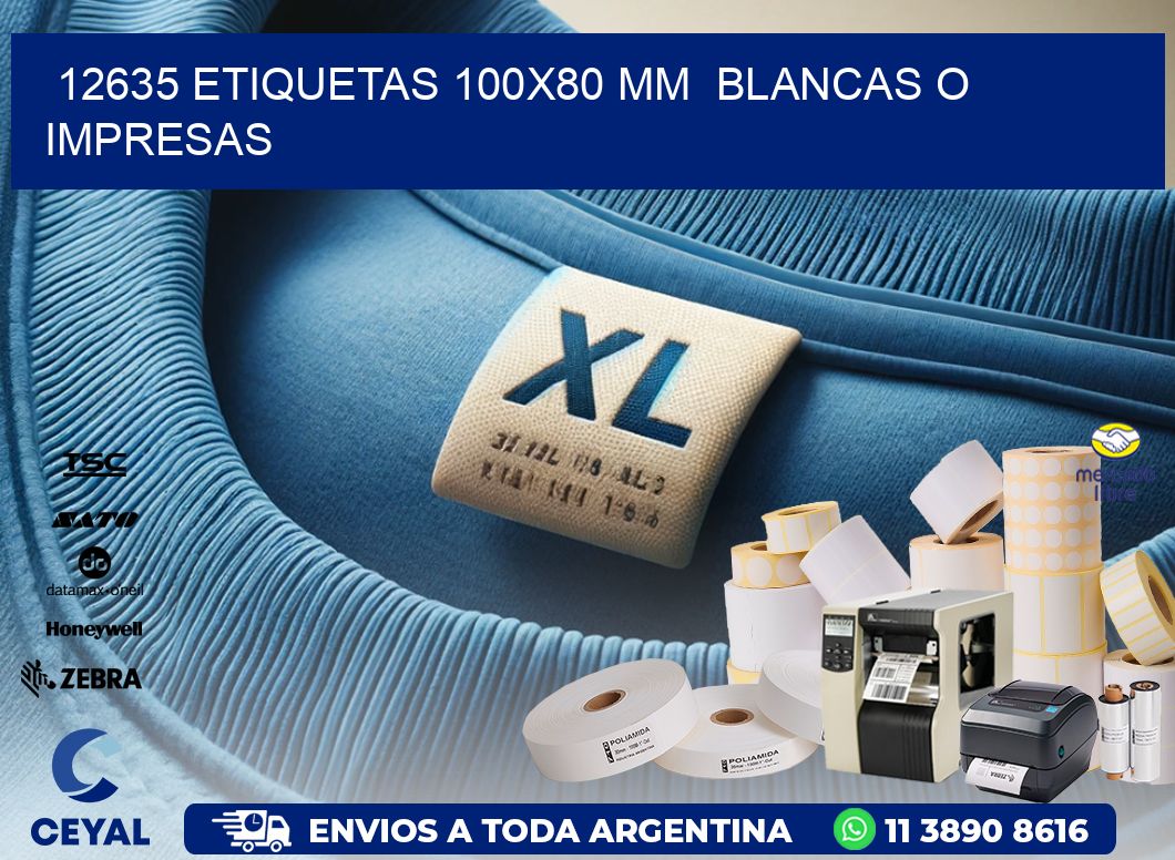 12635 ETIQUETAS 100x80 mm BLANCAS O IMPRESAS