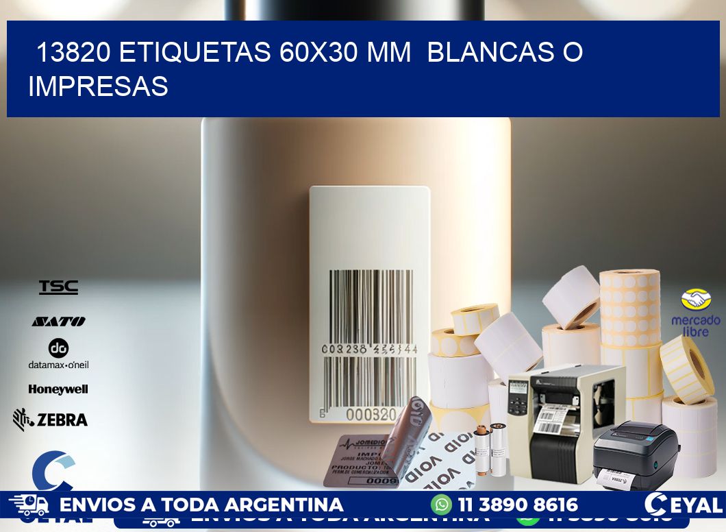 13820 ETIQUETAS 60×30 mm  BLANCAS O IMPRESAS