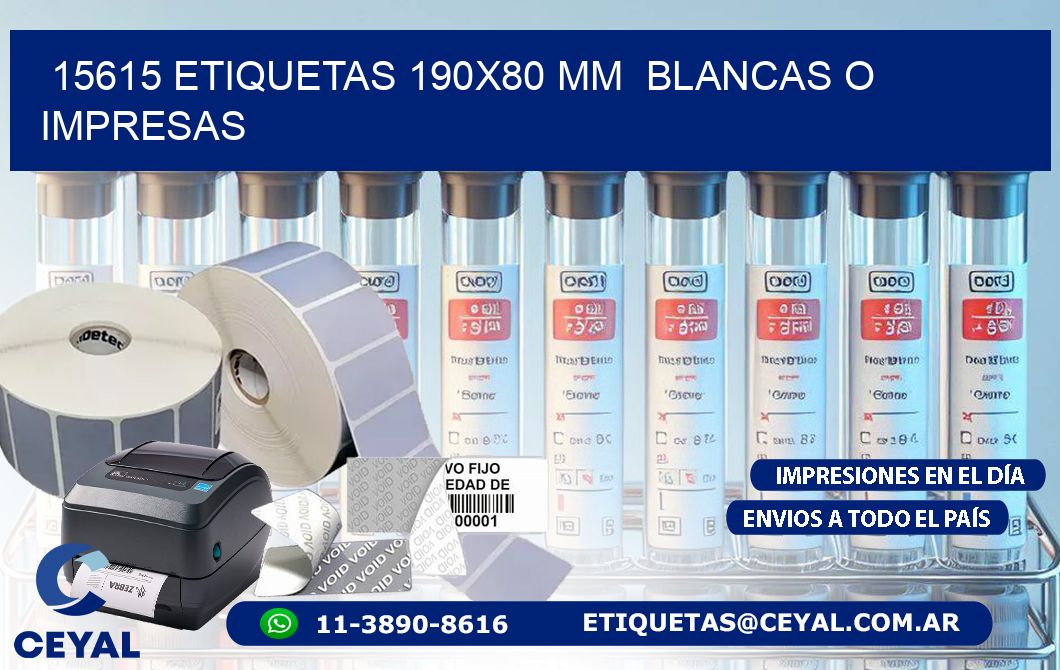 15615 ETIQUETAS 190x80 mm  BLANCAS O IMPRESAS