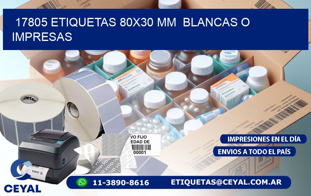 17805 ETIQUETAS 80x30 mm  BLANCAS O IMPRESAS