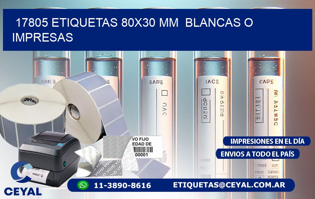 17805 ETIQUETAS 80×30 mm  BLANCAS O IMPRESAS