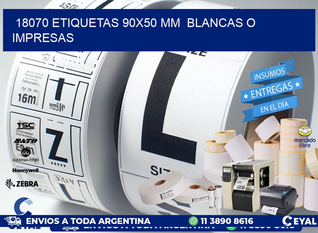 18070 ETIQUETAS 90x50 mm  BLANCAS O IMPRESAS