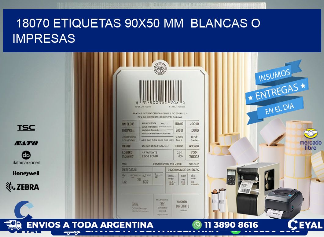 18070 ETIQUETAS 90x50 mm  BLANCAS O IMPRESAS