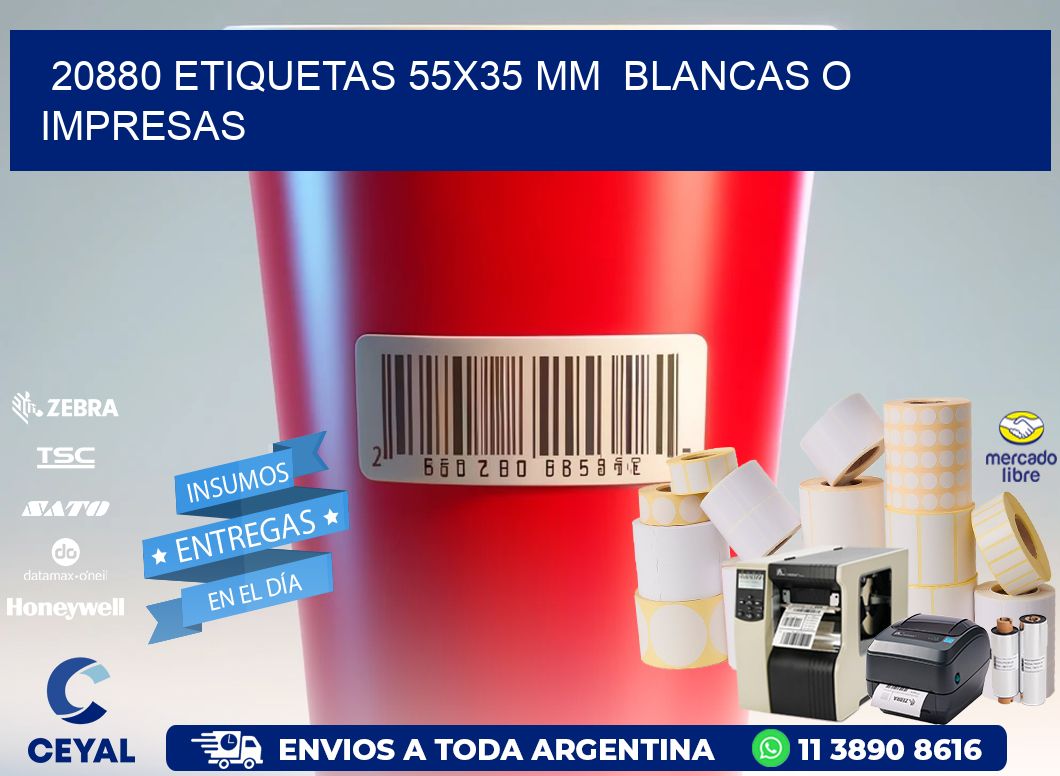 20880 ETIQUETAS 55x35 mm  BLANCAS O IMPRESAS
