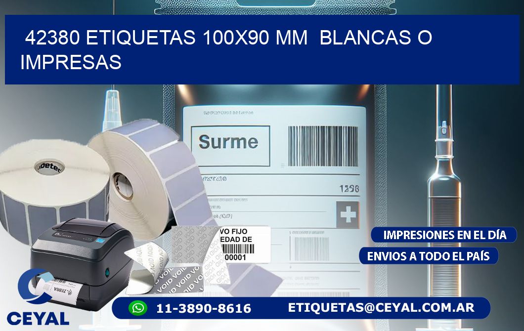 42380 ETIQUETAS 100x90 mm BLANCAS O IMPRESAS