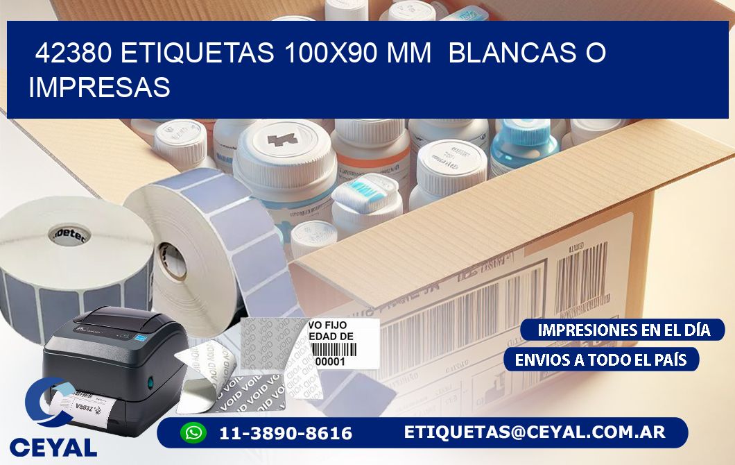 42380 ETIQUETAS 100×90 mm  BLANCAS O IMPRESAS