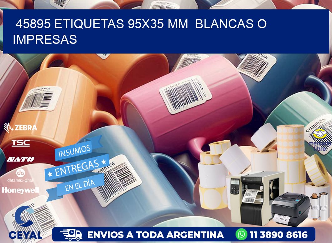 45895 ETIQUETAS 95x35 mm BLANCAS O IMPRESAS
