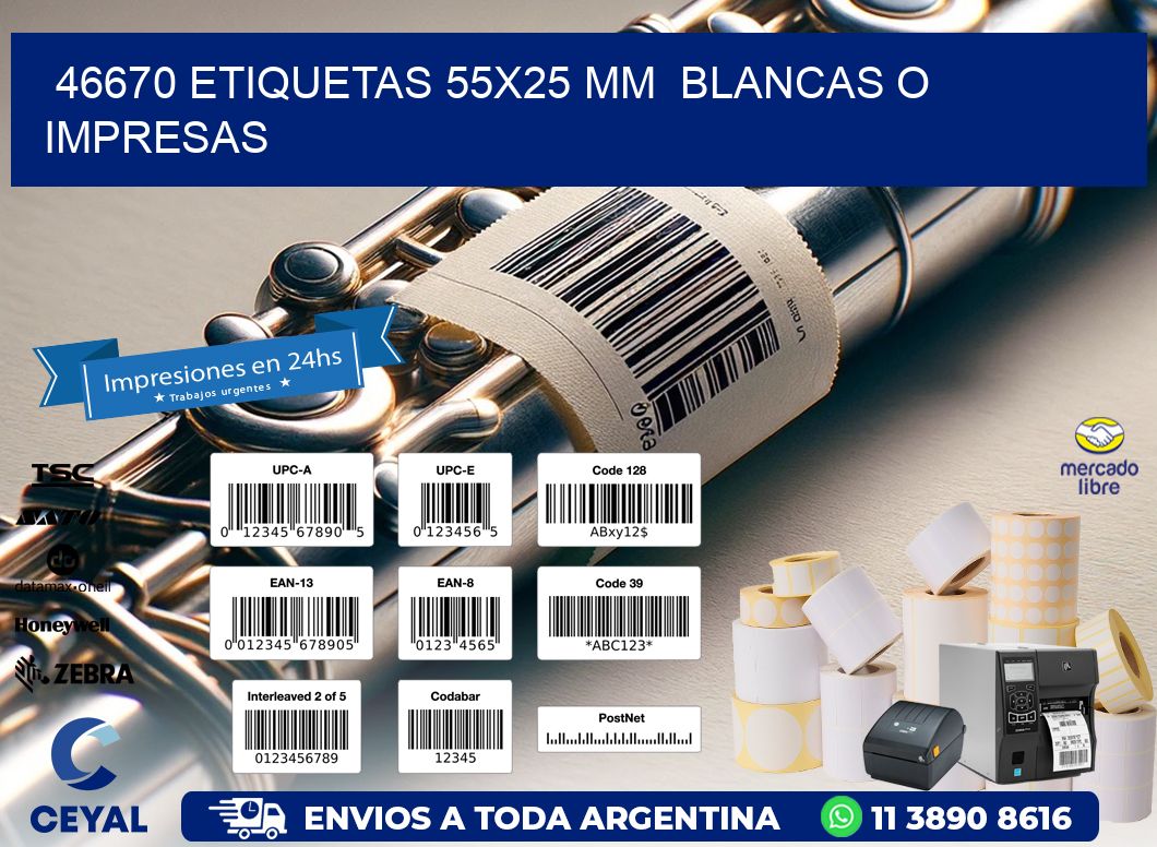 46670 ETIQUETAS 55x25 mm  BLANCAS O IMPRESAS
