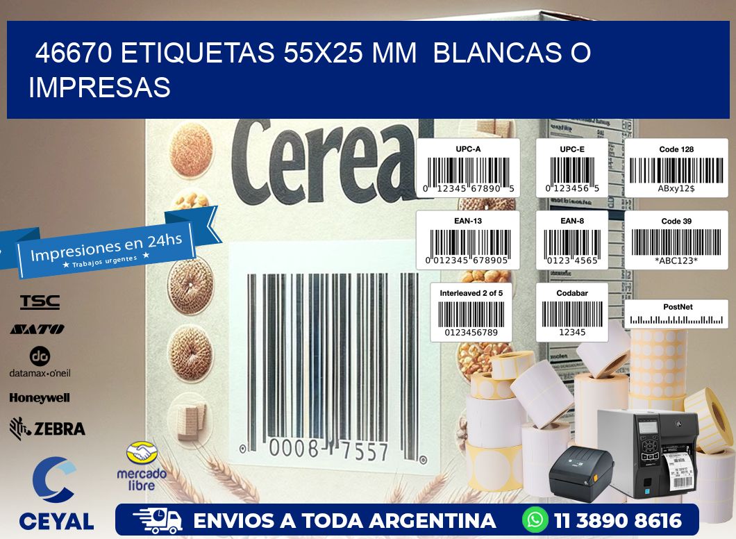 46670 ETIQUETAS 55x25 mm  BLANCAS O IMPRESAS