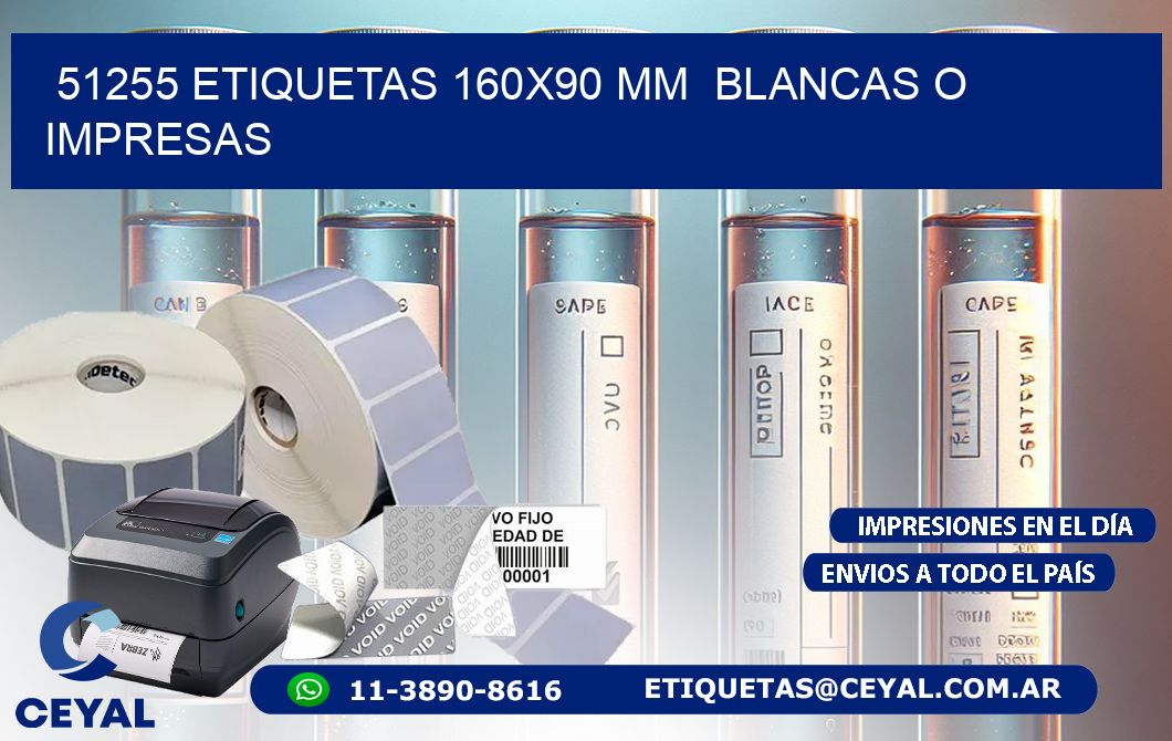 51255 ETIQUETAS 160x90 mm  BLANCAS O IMPRESAS