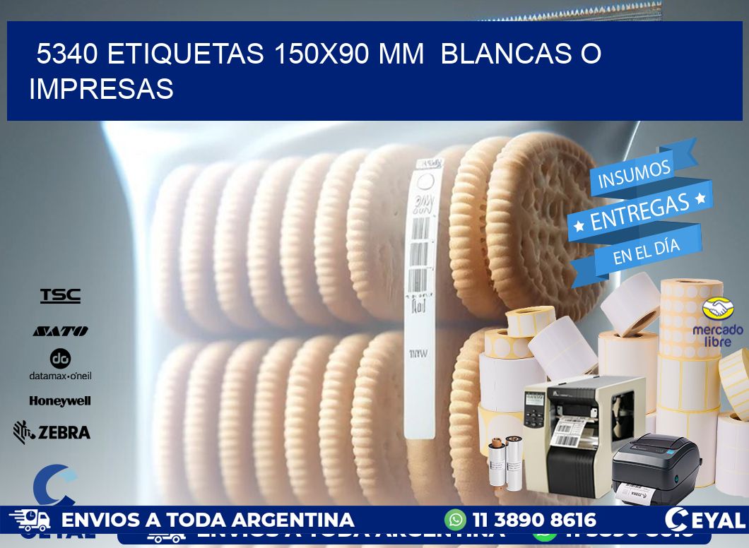 5340 ETIQUETAS 150x90 mm  BLANCAS O IMPRESAS
