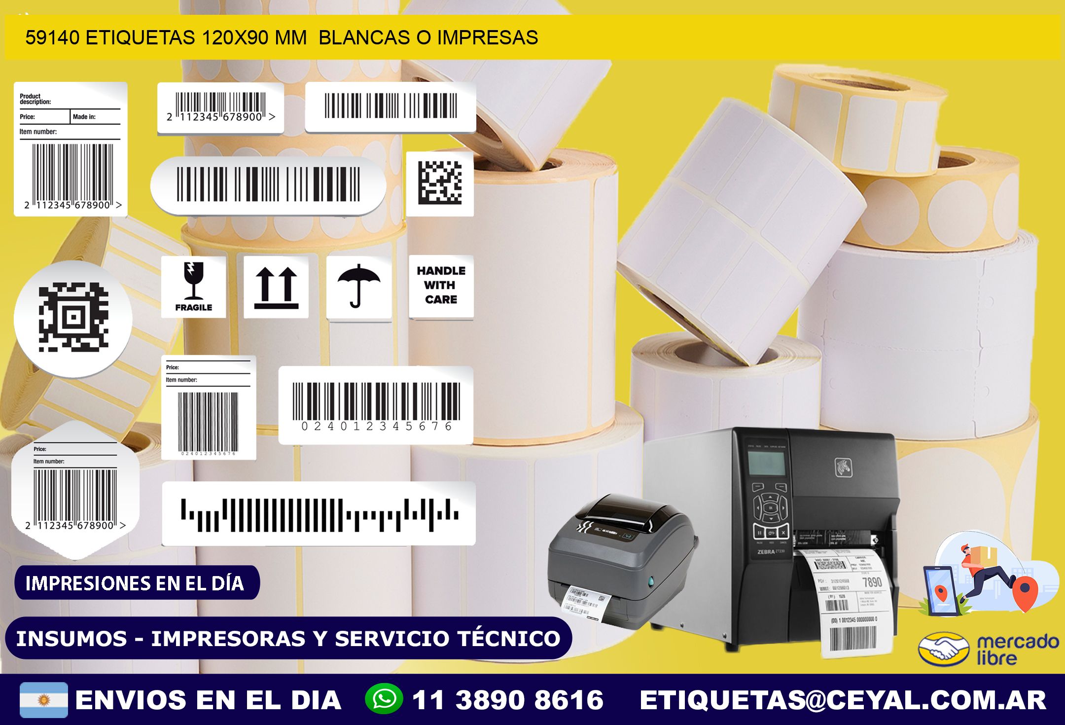 59140 ETIQUETAS 120×90 mm  BLANCAS O IMPRESAS