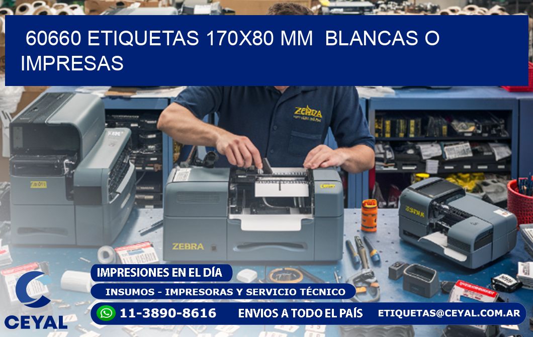 60660 ETIQUETAS 170x80 mm  BLANCAS O IMPRESAS