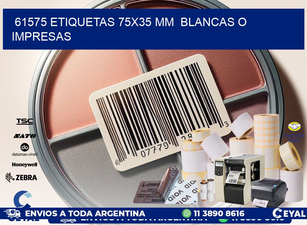61575 ETIQUETAS 75×35 mm  BLANCAS O IMPRESAS