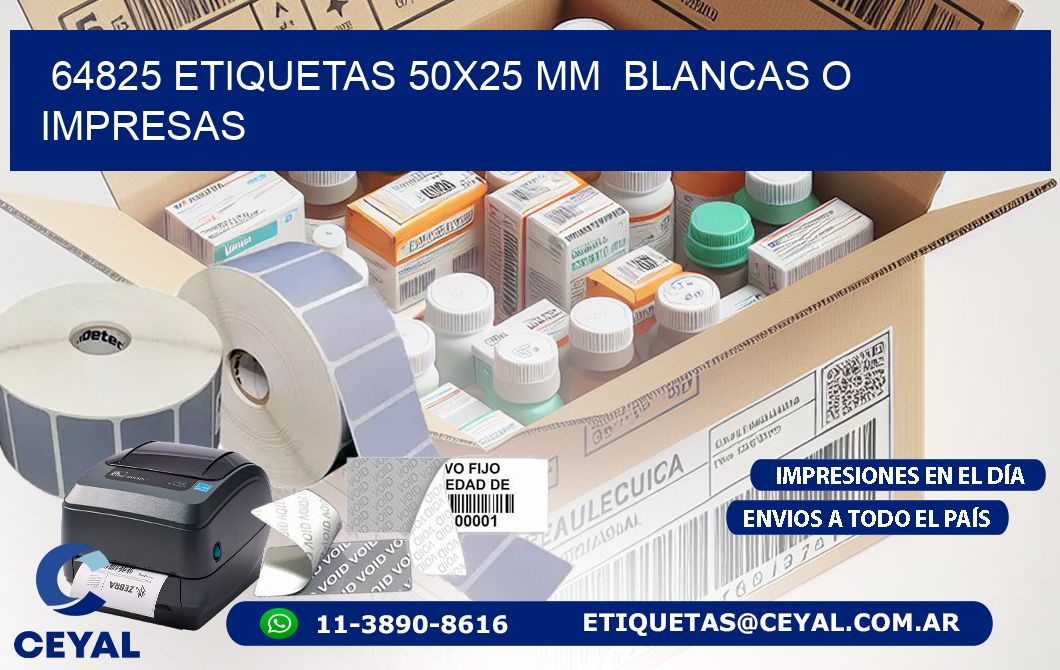 64825 ETIQUETAS 50x25 mm  BLANCAS O IMPRESAS