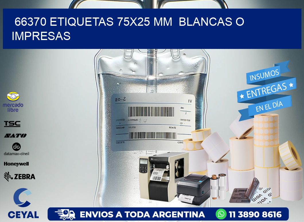 66370 ETIQUETAS 75×25 mm  BLANCAS O IMPRESAS