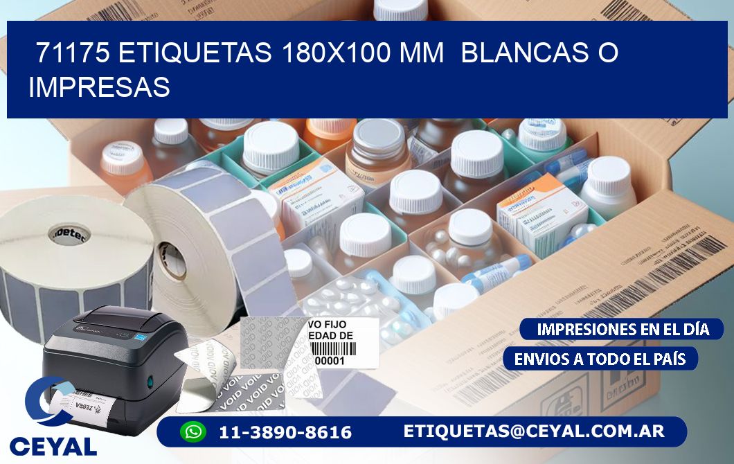 71175 ETIQUETAS 180×100 mm  BLANCAS O IMPRESAS