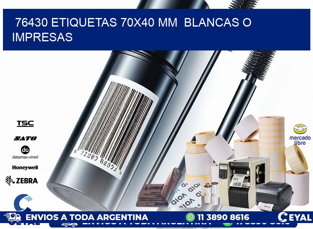 76430 ETIQUETAS 70×40 mm  BLANCAS O IMPRESAS