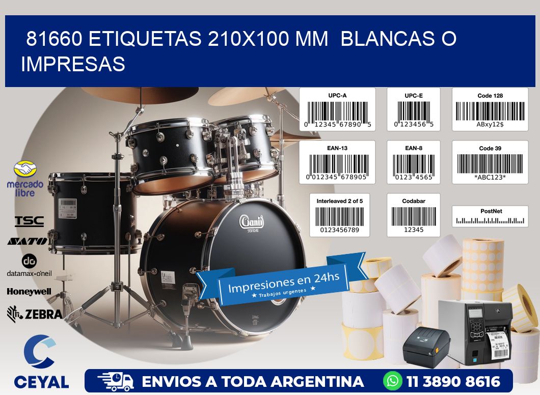 81660 ETIQUETAS 210x100 mm BLANCAS O IMPRESAS