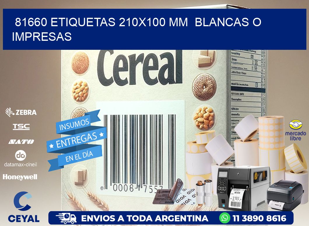 81660 ETIQUETAS 210x100 mm BLANCAS O IMPRESAS