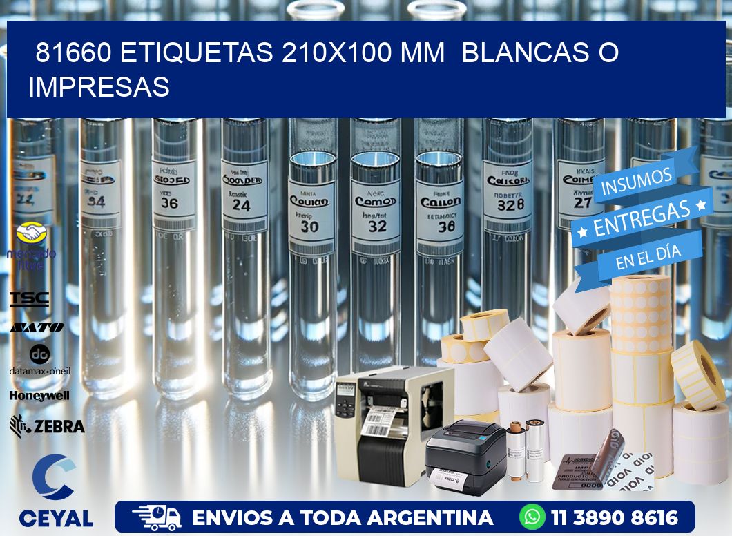81660 ETIQUETAS 210×100 mm  BLANCAS O IMPRESAS