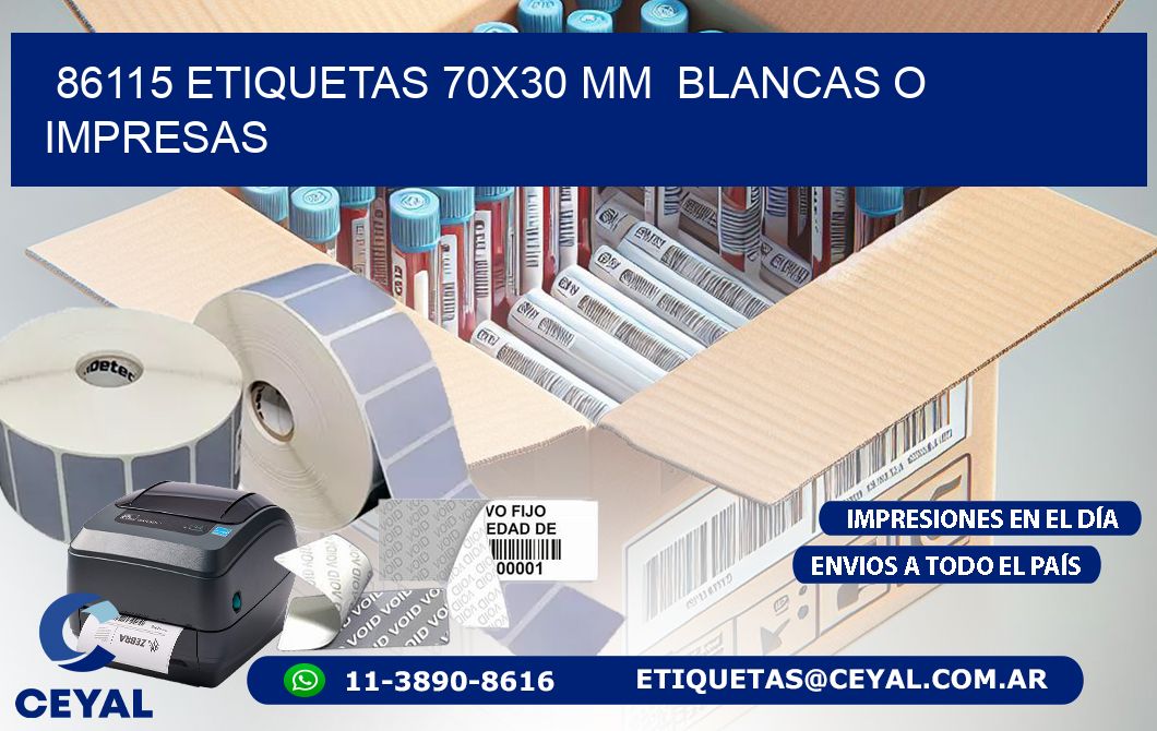 86115 ETIQUETAS 70x30 mm BLANCAS O IMPRESAS