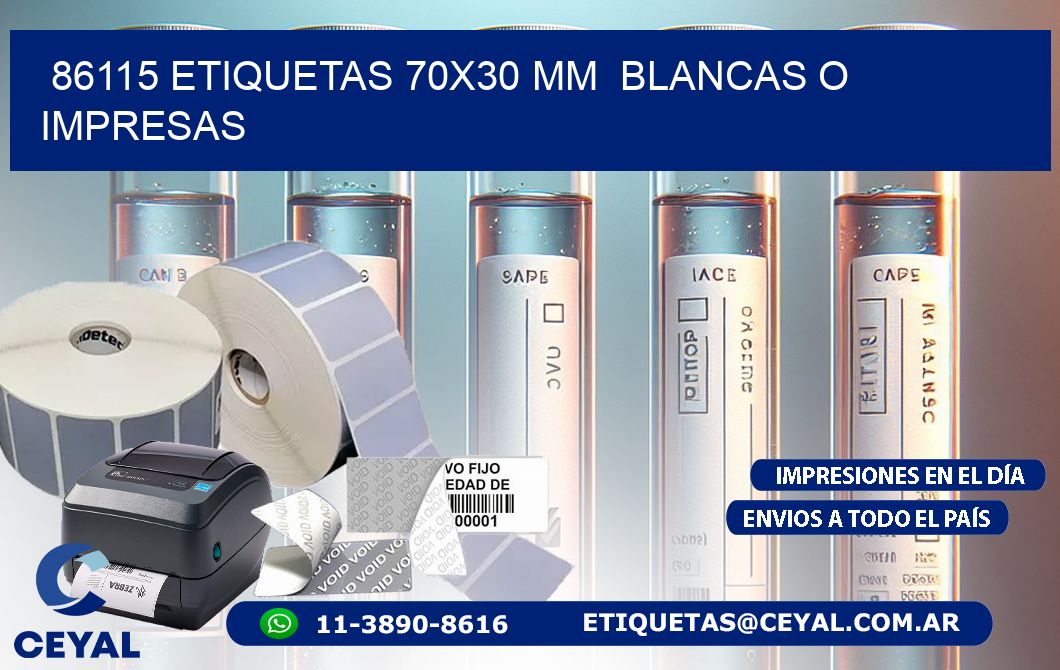 86115 ETIQUETAS 70x30 mm BLANCAS O IMPRESAS