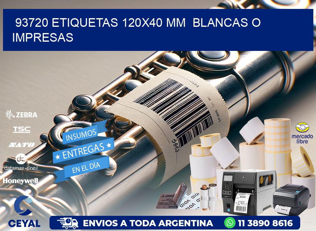 93720 ETIQUETAS 120x40 mm BLANCAS O IMPRESAS