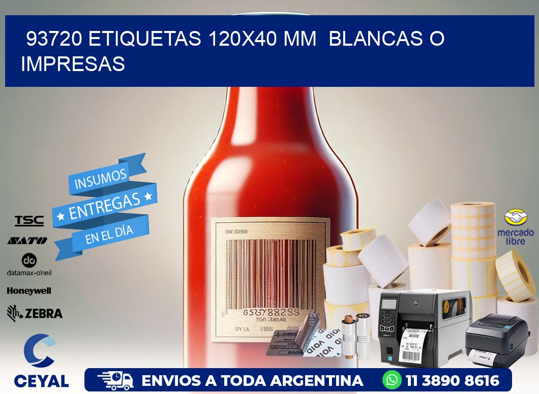 93720 ETIQUETAS 120x40 mm BLANCAS O IMPRESAS
