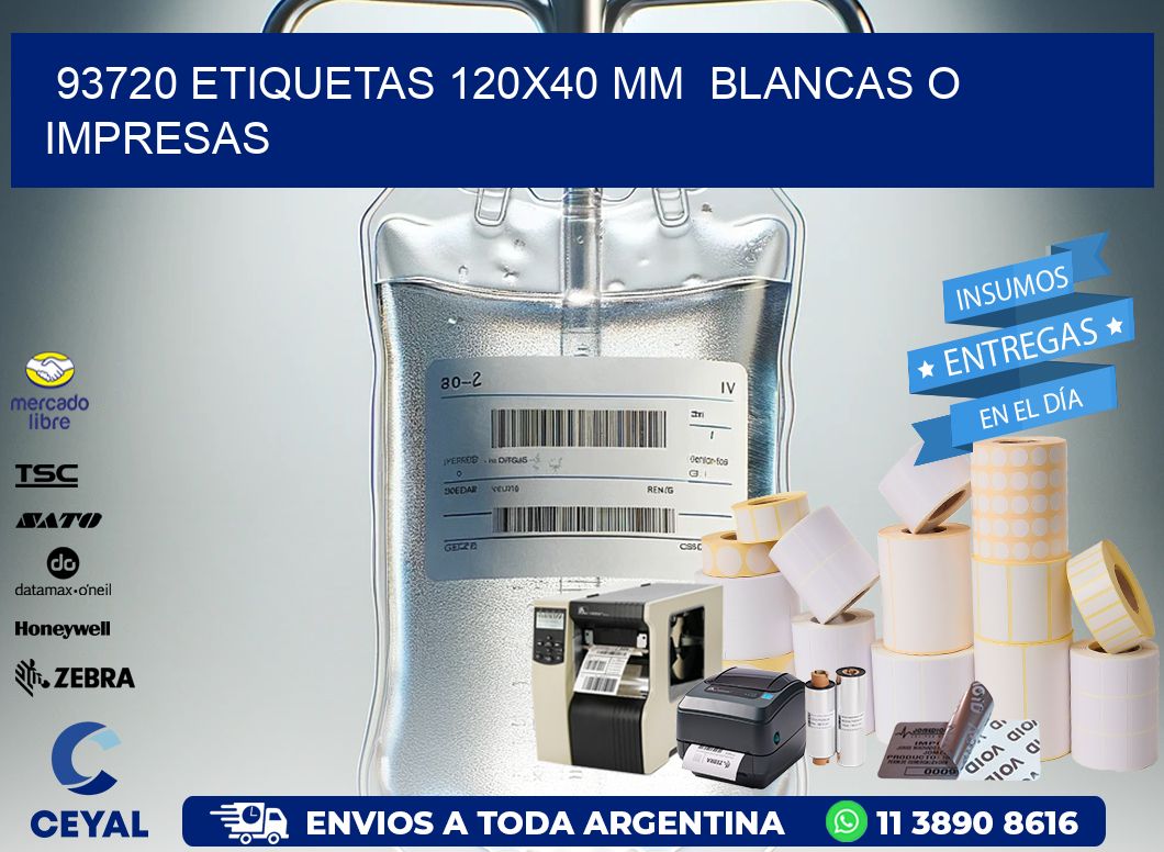 93720 ETIQUETAS 120×40 mm  BLANCAS O IMPRESAS