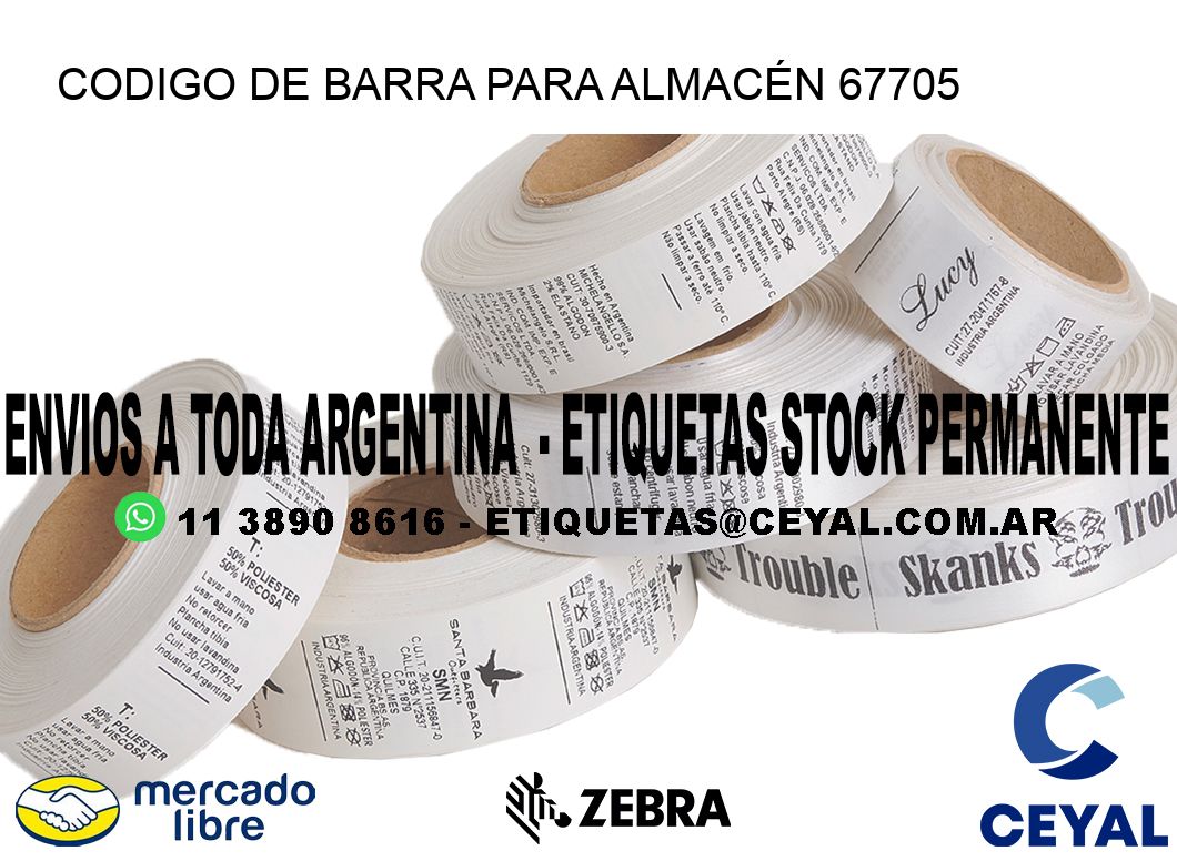 CODIGO DE BARRA PARA ALMACÉN 67705