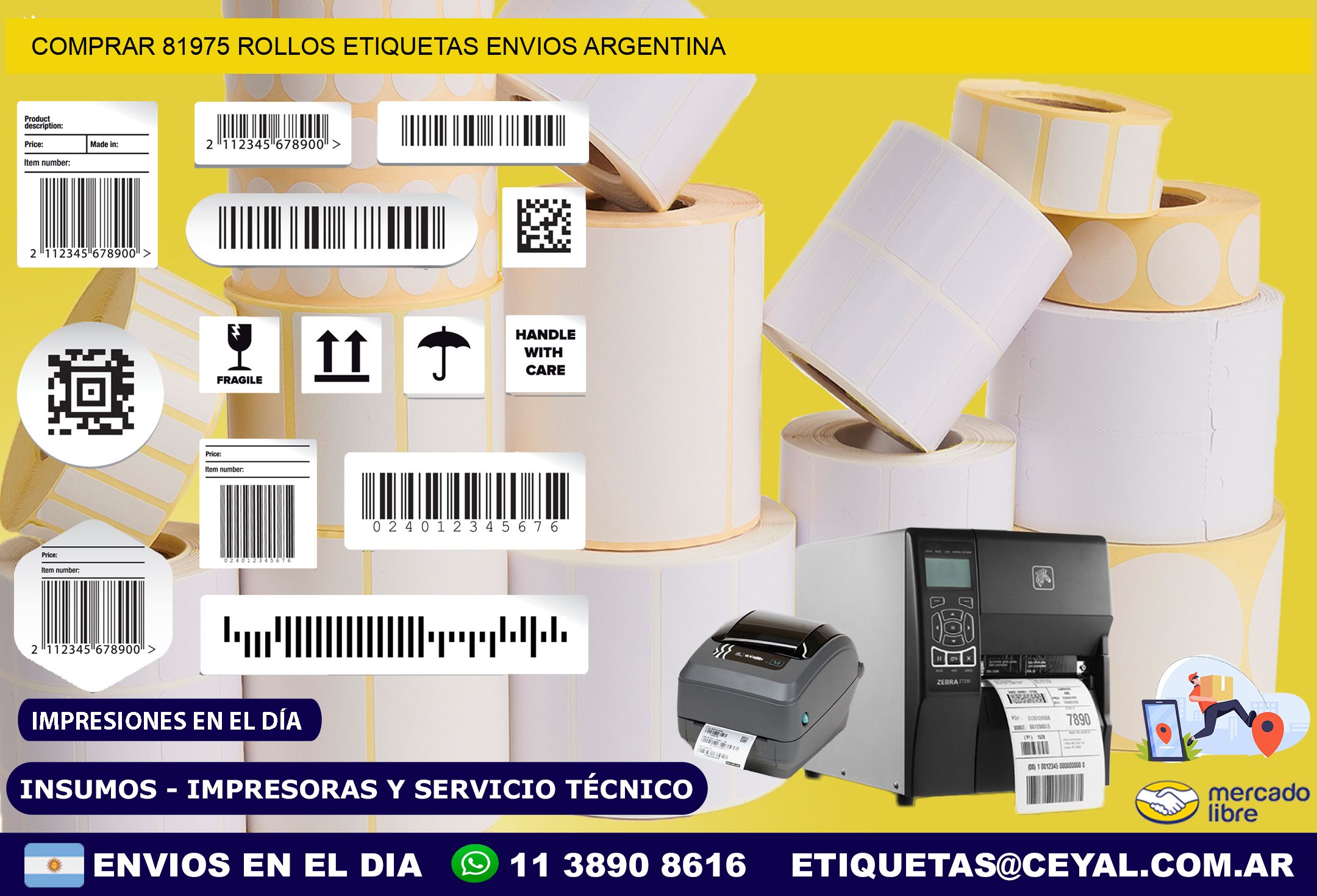 COMPRAR 81975 ROLLOS ETIQUETAS ENVIOS ARGENTINA