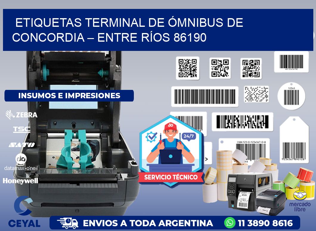 ETIQUETAS TERMINAL DE ÓMNIBUS DE CONCORDIA – ENTRE RÍOS 86190