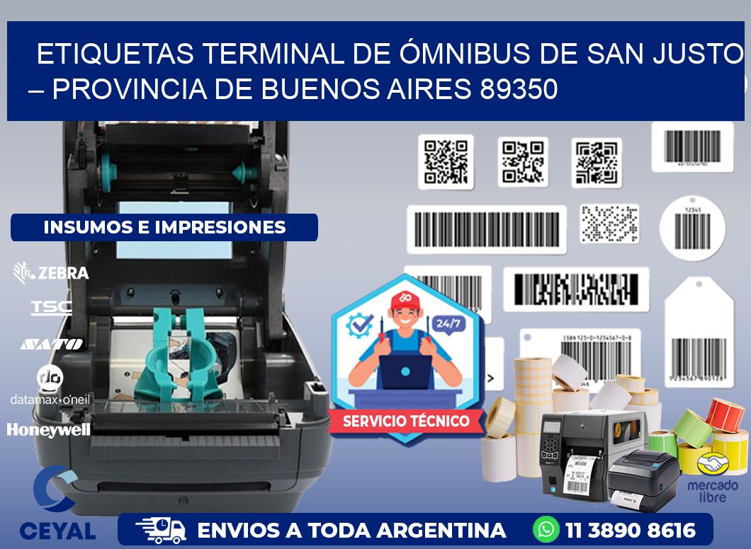 ETIQUETAS TERMINAL DE ÓMNIBUS DE SAN JUSTO – PROVINCIA DE BUENOS AIRES 89350