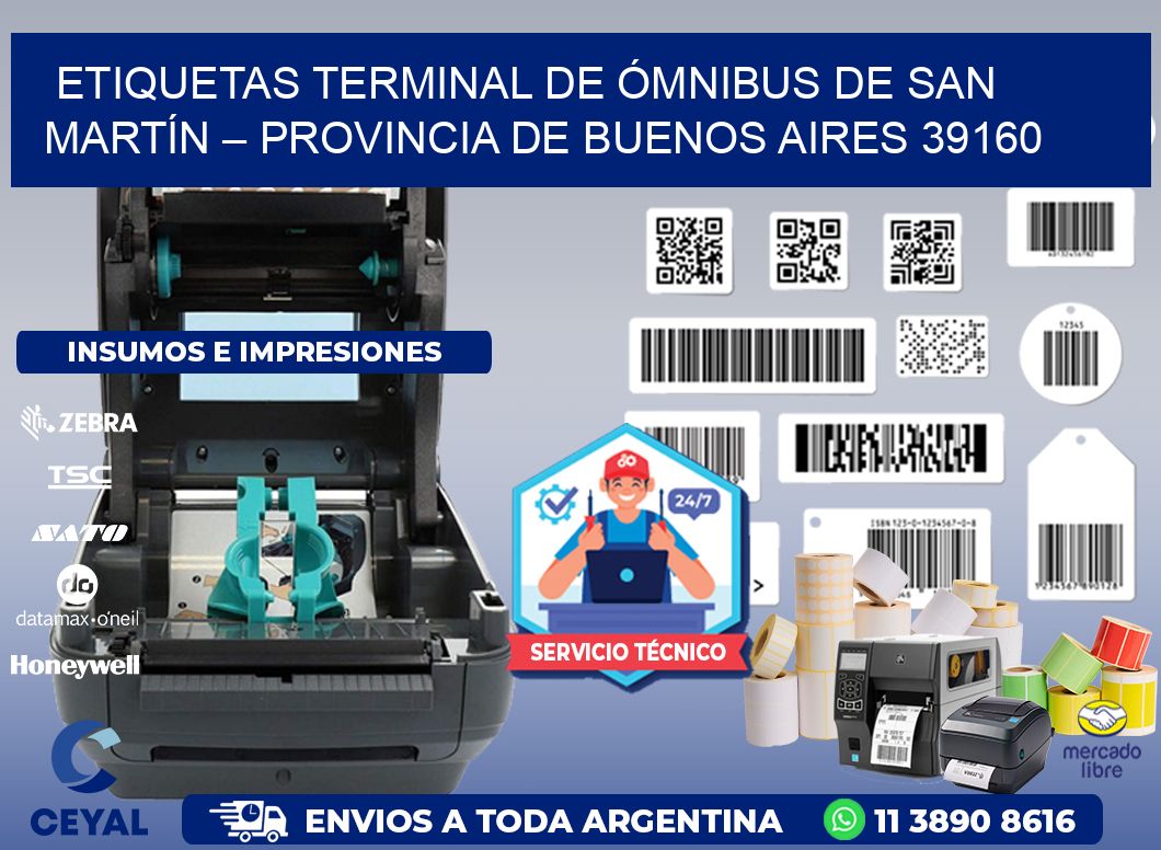 ETIQUETAS TERMINAL DE ÓMNIBUS DE SAN MARTÍN – PROVINCIA DE BUENOS AIRES 39160