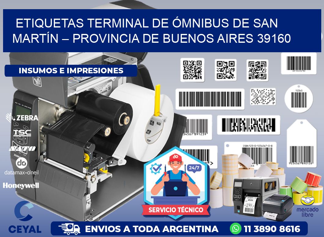 ETIQUETAS TERMINAL DE ÓMNIBUS DE SAN MARTÍN – PROVINCIA DE BUENOS AIRES 39160