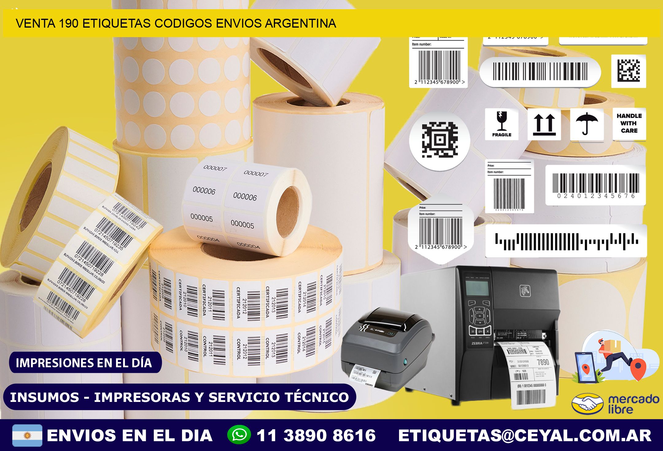 VENTA 190 ETIQUETAS CODIGOS ENVIOS ARGENTINA