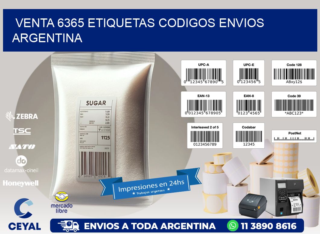 VENTA 6365 ETIQUETAS CODIGOS ENVIOS ARGENTINA