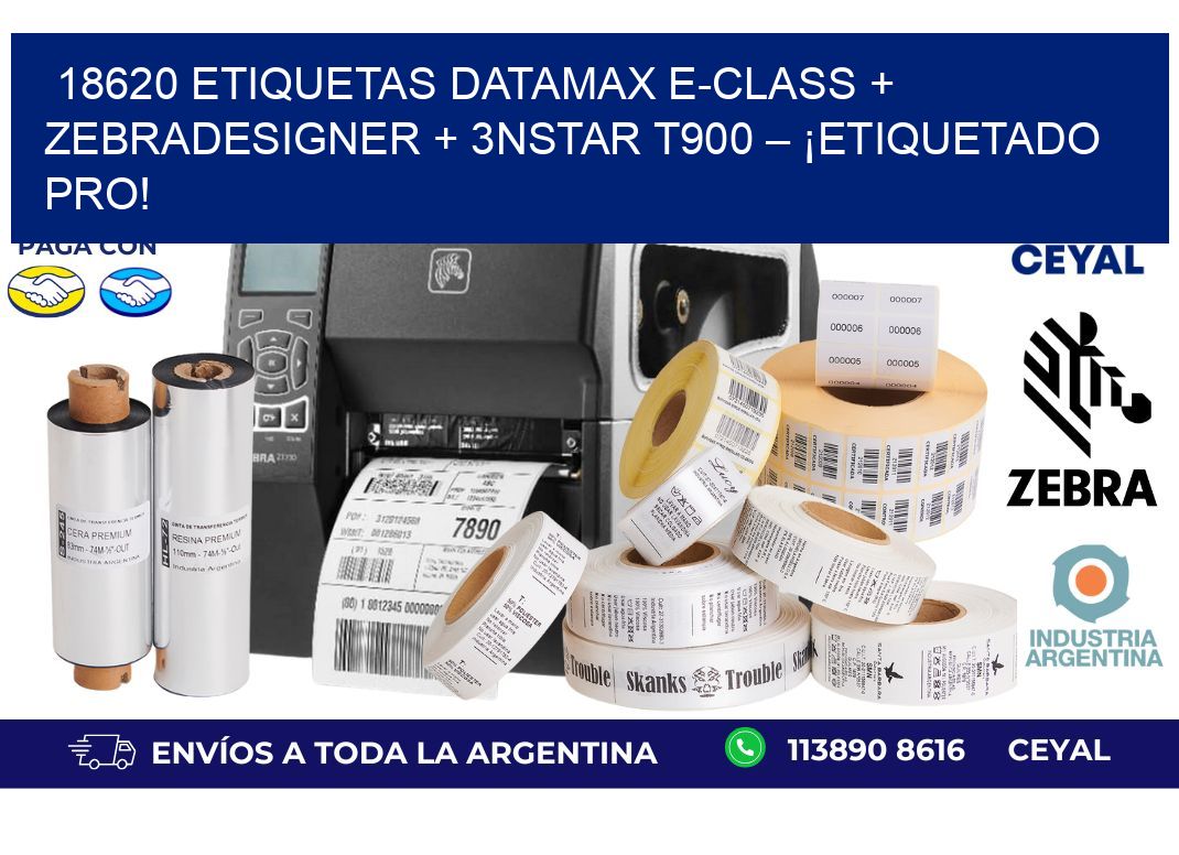 18620 ETIQUETAS Datamax E-Class + ZebraDesigner + 3nStar T900 – ¡Etiquetado pro!