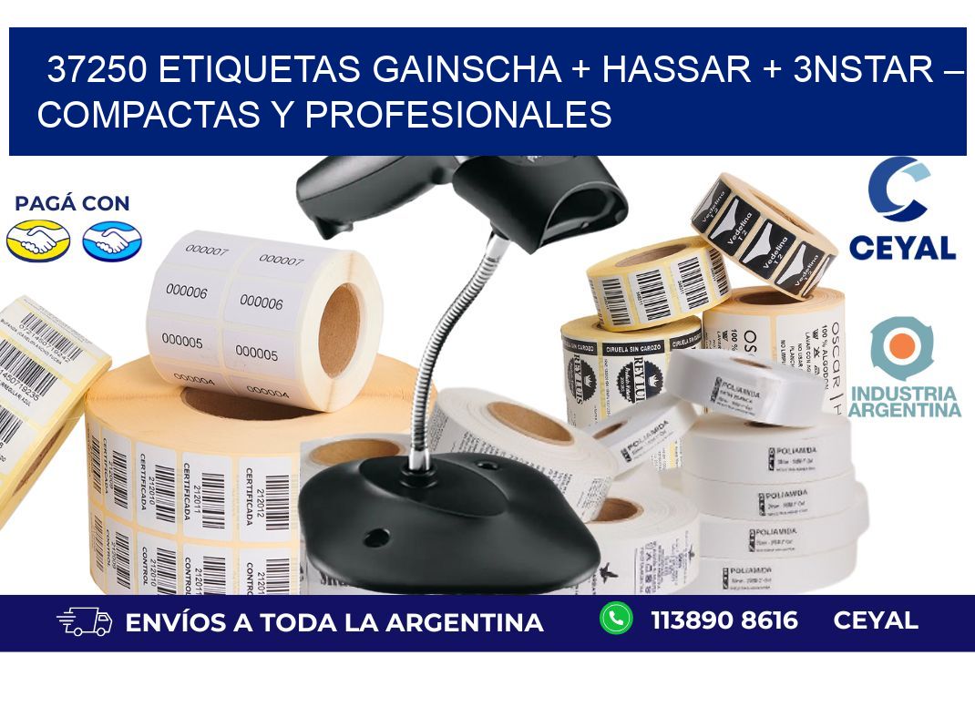 37250 etiquetas Gainscha + Hassar + 3nStar – Compactas y Profesionales