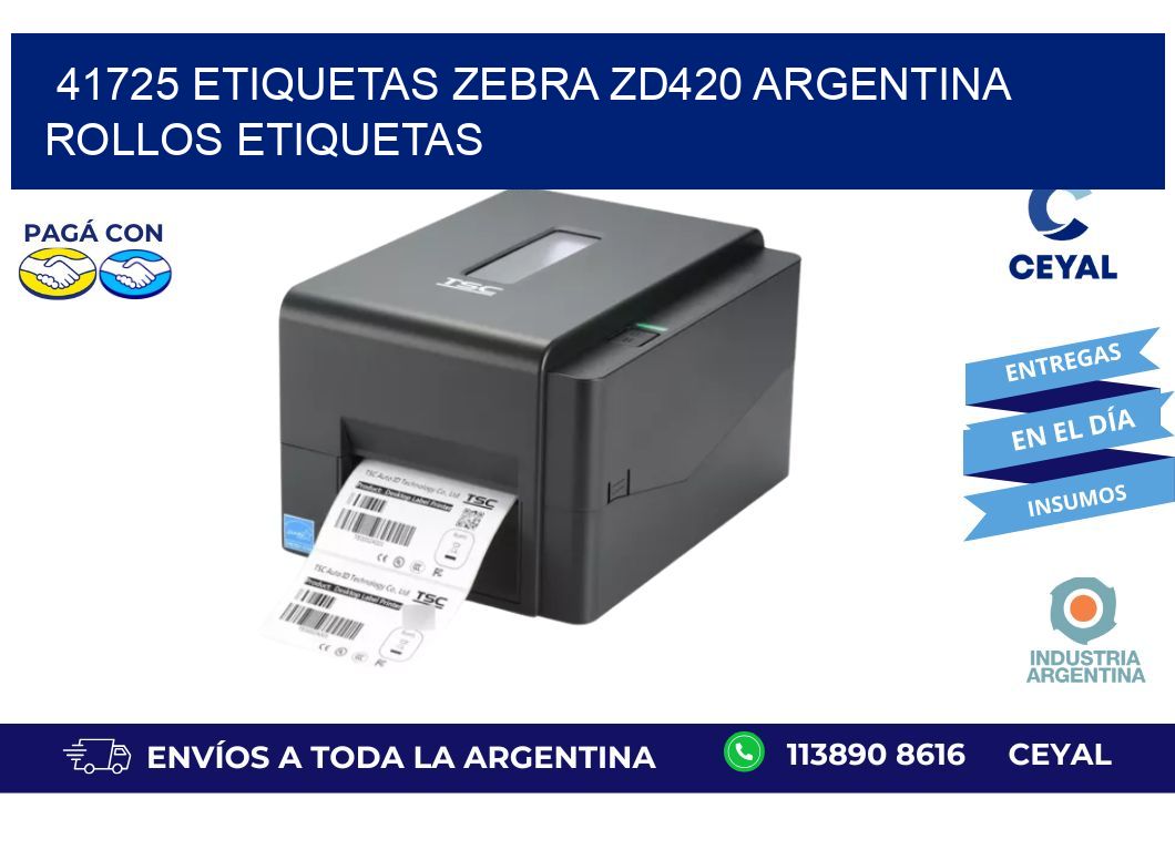 41725 etiquetas zebra zd420 argentina ROLLOS ETIQUETAS