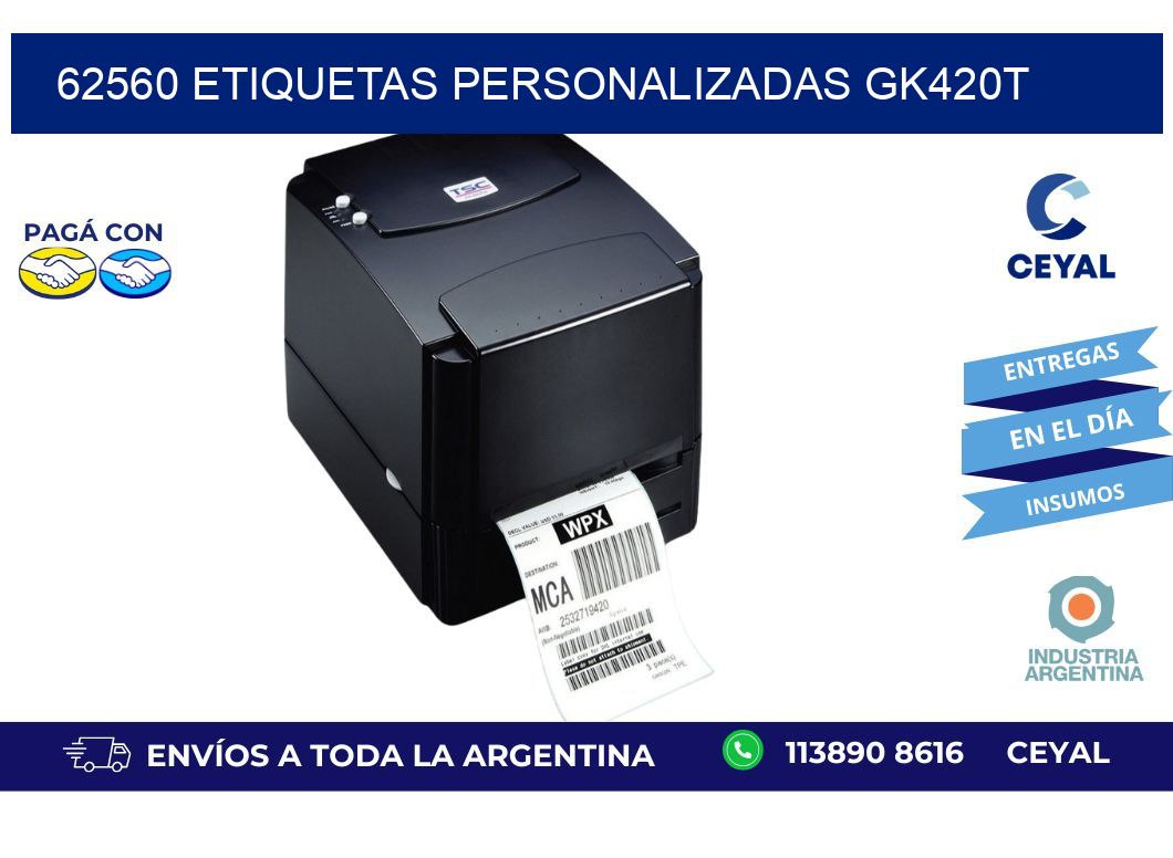 62560 ETIQUETAS PERSONALIZADAS GK420T