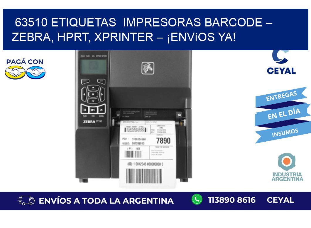 63510 etiquetas  Impresoras Barcode – Zebra, HPRT, Xprinter – ¡Envíos YA!