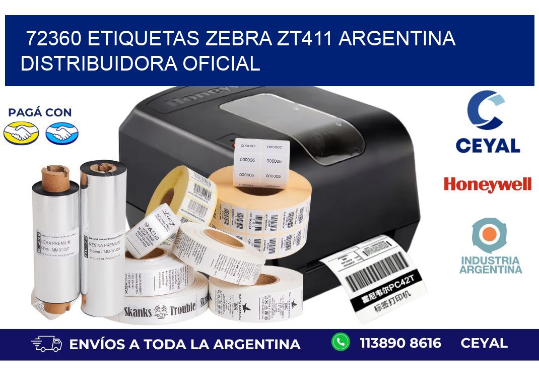 72360 etiquetas zebra zt411 argentina DISTRIBUIDORA OFICIAL