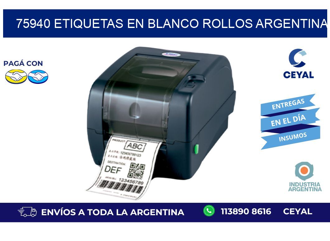 75940 ETIQUETAS EN BLANCO ROLLOS ARGENTINA