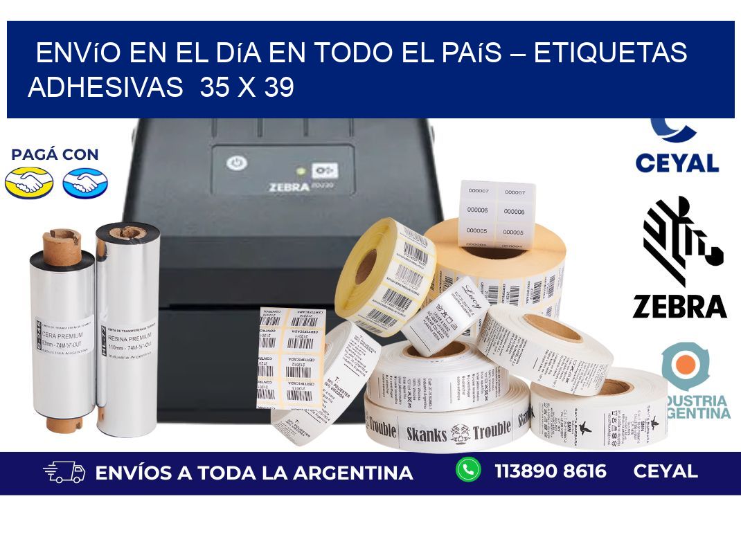 Envío en el Día en Todo el País – Etiquetas Adhesivas  35 x 39