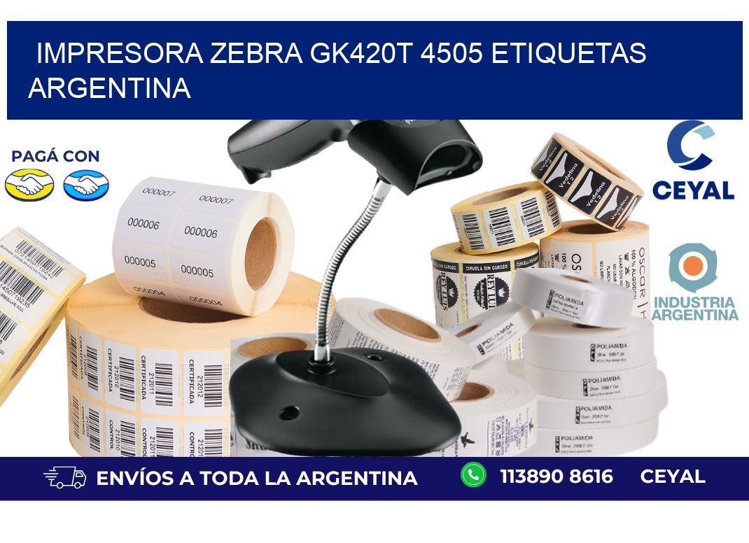 Impresora zebra gk420t 4505 etiquetas argentina