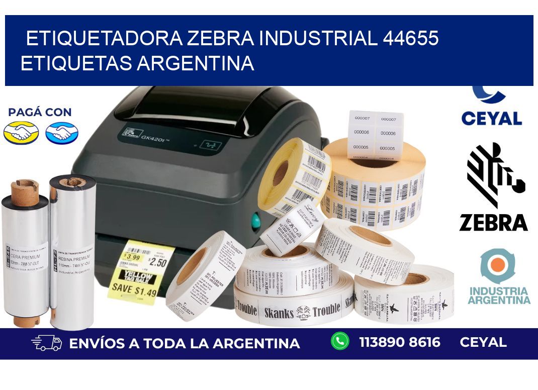 etiquetadora zebra industrial 44655 etiquetas argentina